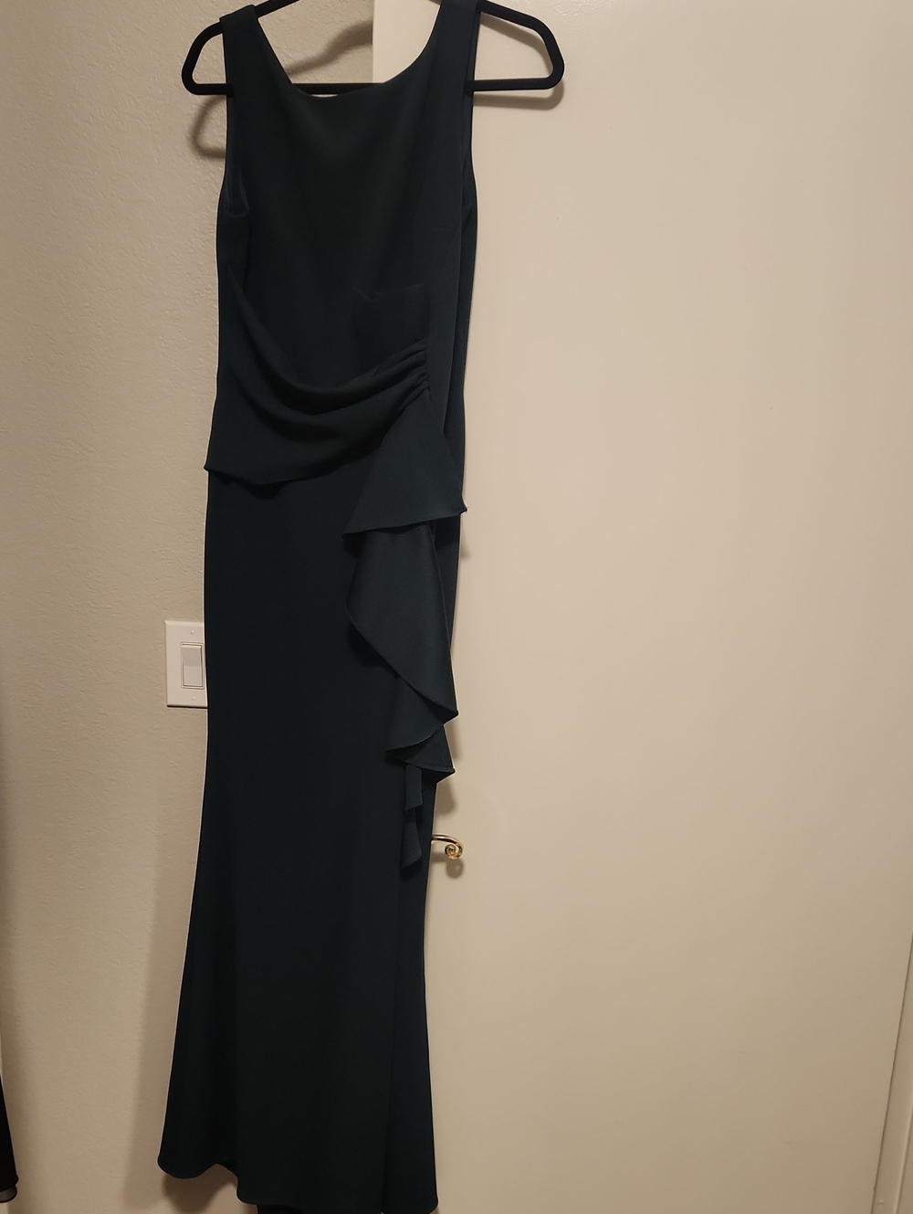 Elegant Dark Hunter Green Ruffle Sleeve Women's Dress